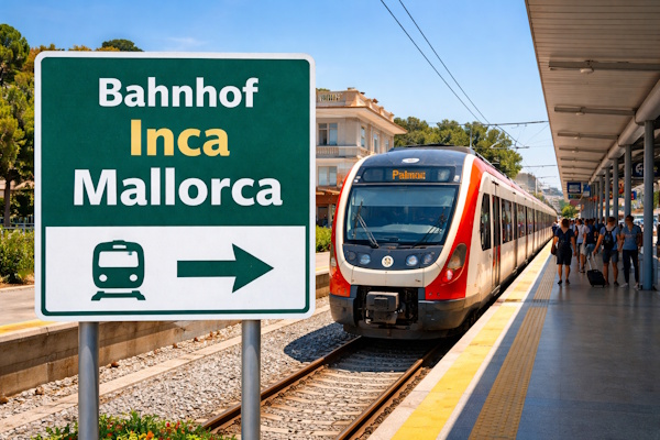 Bahnhof von Inca mit Zug