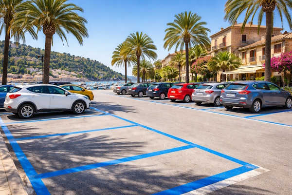 Parkplatz mit blauen Linien - gebührenpflichtig