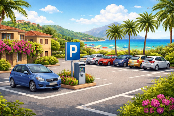 Ein kleiner öffentlicher Parkplatz auf Mallorca