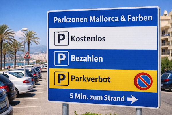 Parkzonen in verschiedenen Farben Mallorca